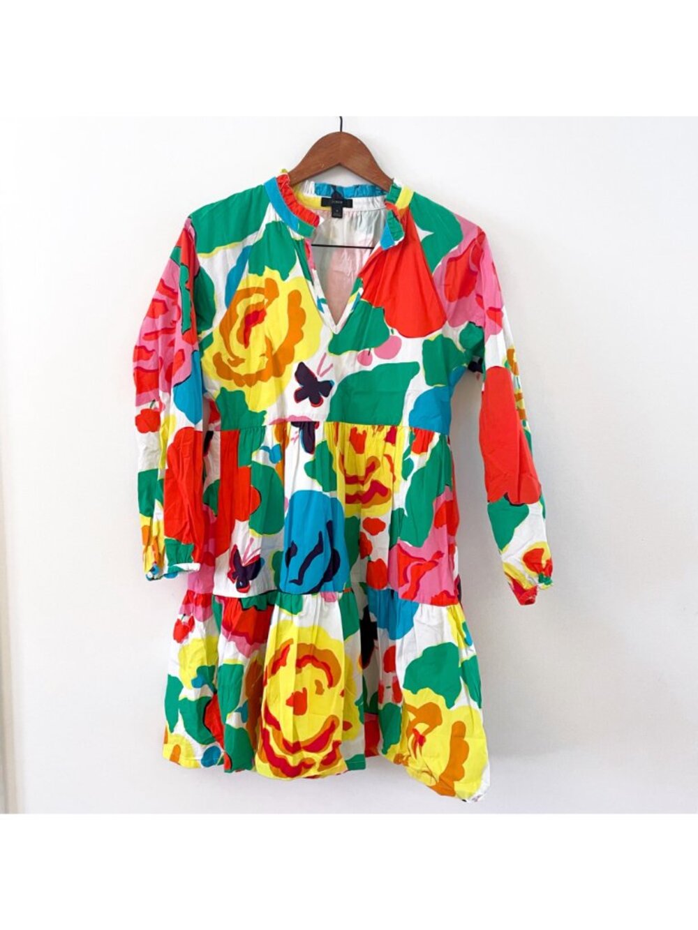 J.Crew Tiered Popover Dress in Ratti Jardin Flora, Size Small - Picture 2 of 5